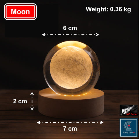 3D Moon Crystal Ball Nightlight lamp Table Lamp LED Wooden Base