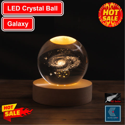 3D Galaxy Crystal Ball Nightlight lamp Table Lamp LED Wooden Base