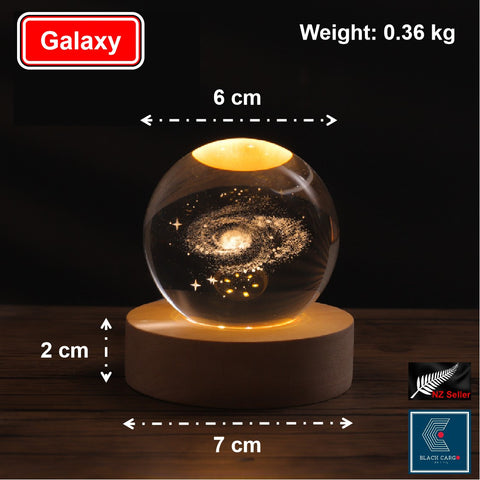 3D Galaxy Crystal Ball Nightlight lamp Table Lamp LED Wooden Base