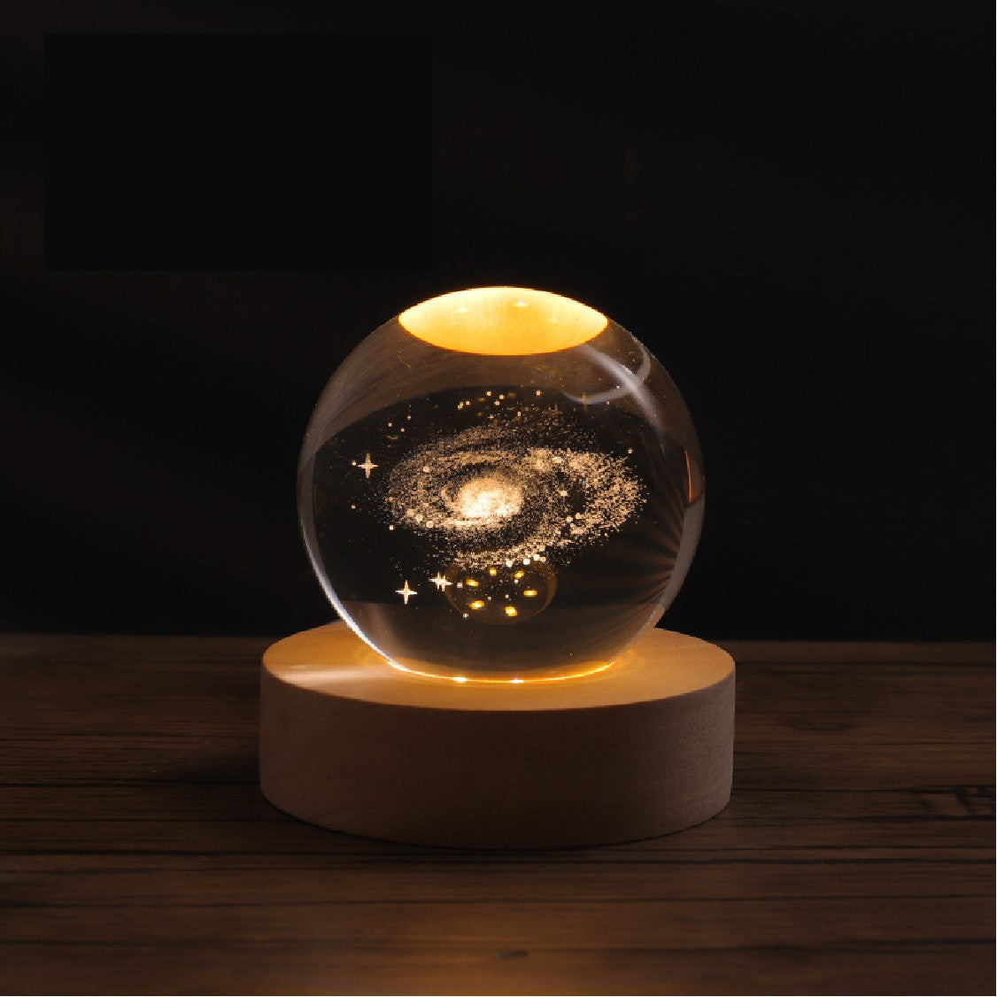 3D Galaxy Crystal Ball Nightlight lamp Table Lamp LED Wooden Base ...