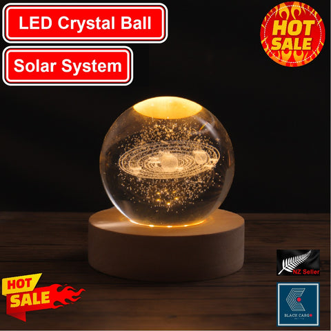 3D Galaxy Crystal Ball Nightlight lamp Table Lamp LED Wooden Base