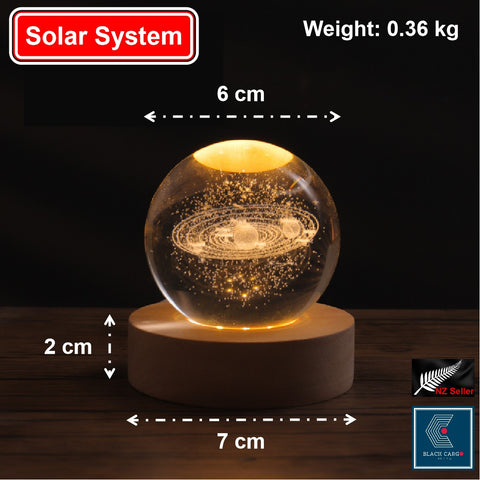 3D Galaxy Crystal Ball Nightlight lamp Table Lamp LED Wooden Base