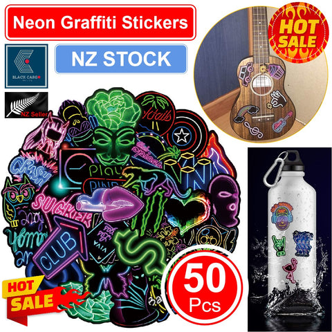 50PCS Neon Graffiti Stickers Scooter Laptop Suitcase Waterproof