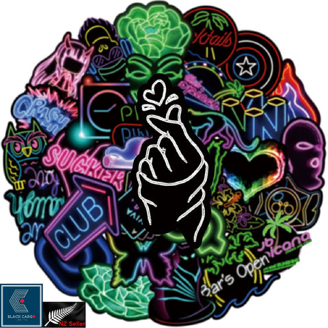 50PCS Neon Graffiti Stickers Scooter Laptop Suitcase Waterproof