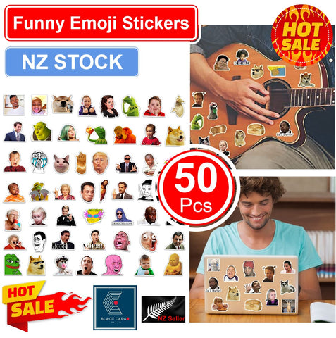 50PCS Funny Emoji Stickers Scooter Skateboard Laptop Suitcase Waterproof