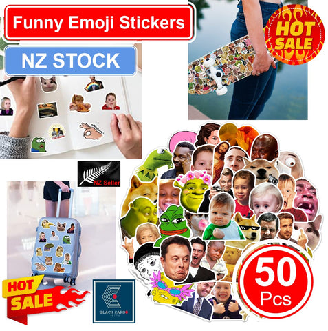 50PCS Funny Emoji Stickers Scooter Skateboard Laptop Suitcase Waterproof