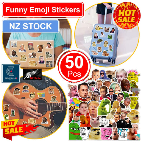 50PCS Funny Emoji Stickers Scooter Skateboard Laptop Suitcase Waterproof