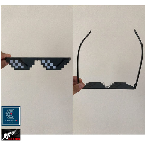 10pack Party Sunglasses Pixelated Mosaic Eyewear Black for Unisex Adults Kids