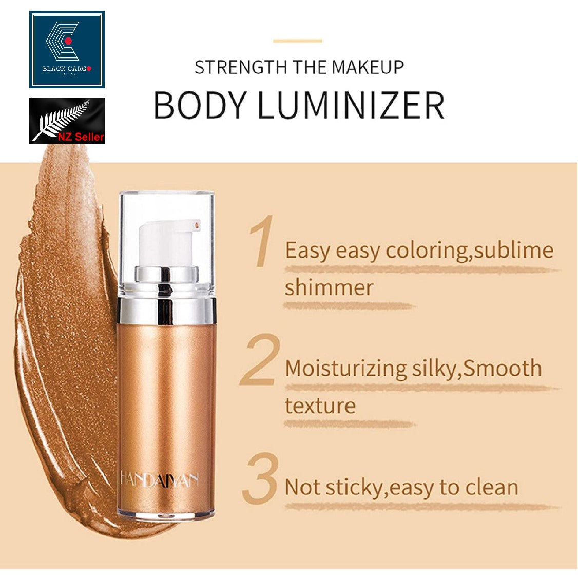 Body Glow Lotion Highlighter Shimmer Cream Waterproof Moisturizing Bronze Gold - Referdeal