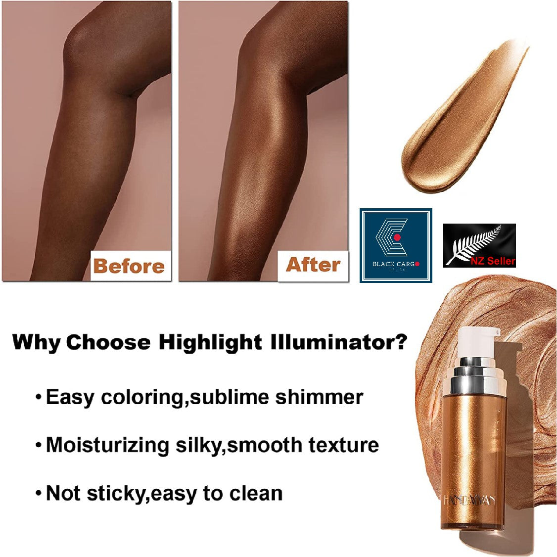 Body Glow Lotion Highlighter Shimmer Cream Waterproof Moisturizing Bronze Gold - Referdeal