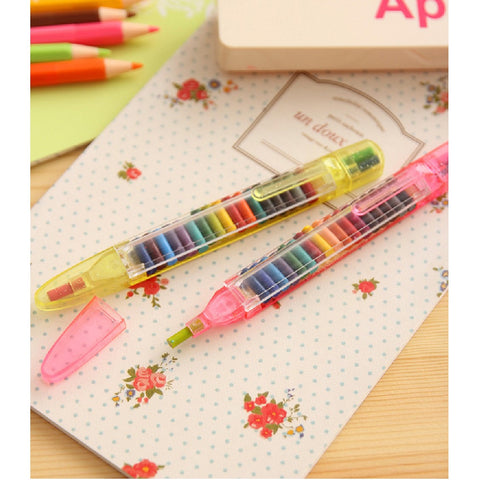 4Pcs Crayons 20 Colour Stacking Painting Drawing Supplies Stationery