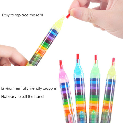 4Pcs Crayons 20 Colour Stacking Painting Drawing Supplies Stationery
