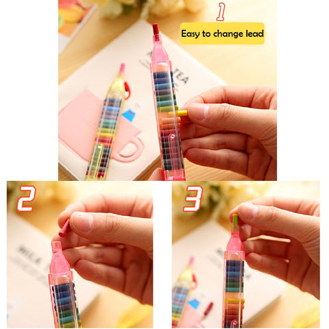 4Pcs Crayons 20 Colour Stacking Painting Drawing Supplies Stationery