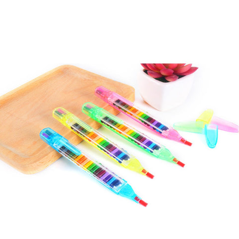 4Pcs Crayons 20 Colour Stacking Painting Drawing Supplies Stationery