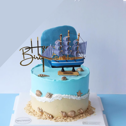 Cake Topper Cake Decoration Sailing Ship Boat - A