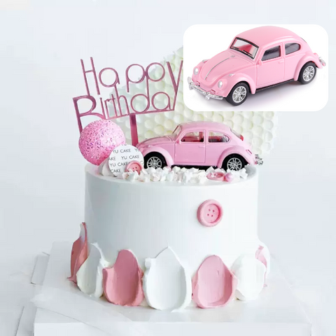 Cake Topper Cake Decoration - VW Beetle Car - Pink