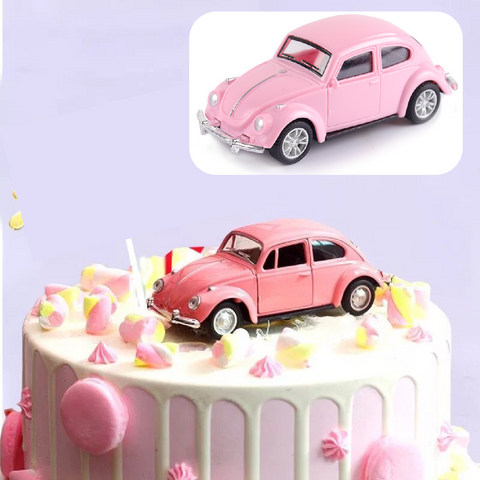 Cake Topper Cake Decoration - VW Beetle Car - Pink