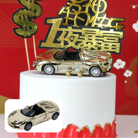 Cake Topper Cake Decoration - Porsche 918 Convertible - Gold