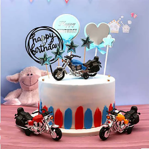 Cake Topper Cake Decoration - Classic Chopper Motorcycle - Yellow