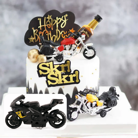 Cake Topper Cake Decoration - Motorcycle Street Bike - Black - Large