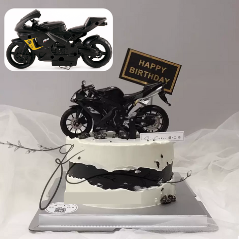 Cake Topper Cake Decoration - Motorcycle Street Bike - Black - Large