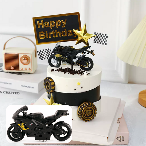 Cake Topper Cake Decoration - Motorcycle Street Bike - Black - Large