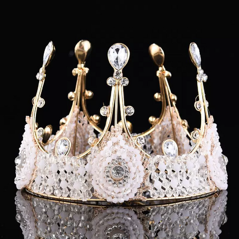 Cake Topper Cake Decoration Wedding Bridal Tiara Vintage Gold Crystal Crown