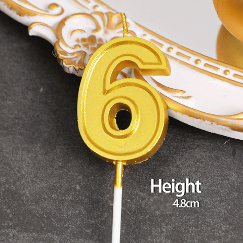 Cake Decoration Cake/Cupcake Candle - Embossed Gold Candle #6