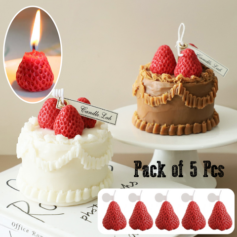 Cake Candle - Large Strawberry Candle - Pack of 5pcs