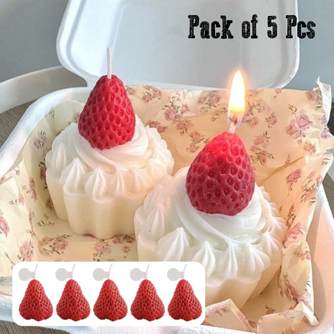 Cake Candle - Large Strawberry Candle - Pack of 5pcs