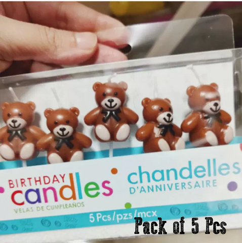 Cake Decoration Cake/Cupcake Candle - Teddy Bears - Set of 5