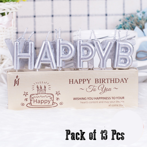Cake Decoration Cake/Cupcake Candle - Happy Birthday - Silver
