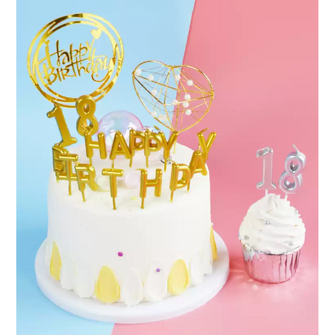 Cake Decoration Cake/Cupcake Candle - Happy Birthday - Gold