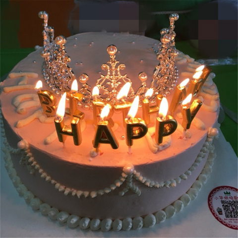 Cake Decoration Cake/Cupcake Candle - Happy Birthday - Gold
