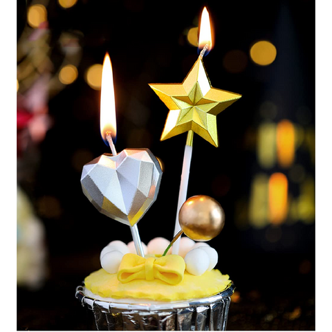 Cake Decoration Cake/Cupcake Candle Cake Topper - Silver Heart