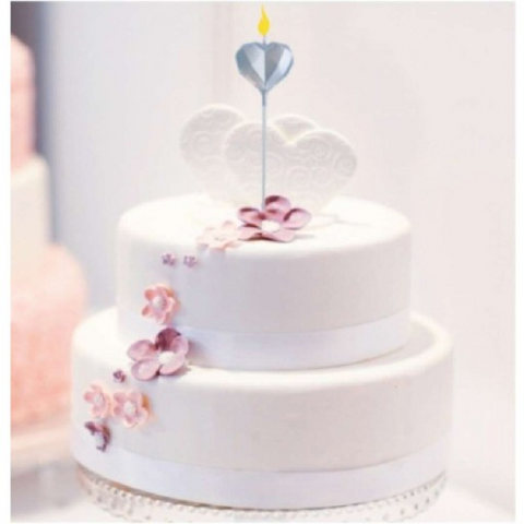 Cake Decoration Cake/Cupcake Candle Cake Topper - Silver Heart