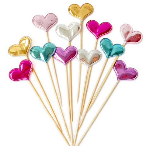 Cupcake Topper Cake Decorations Cake Topper Silver Hearts - 50 Pack