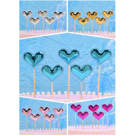 Cupcake Topper Cake Decorations Cake Topper Silver Hearts - 50 Pack