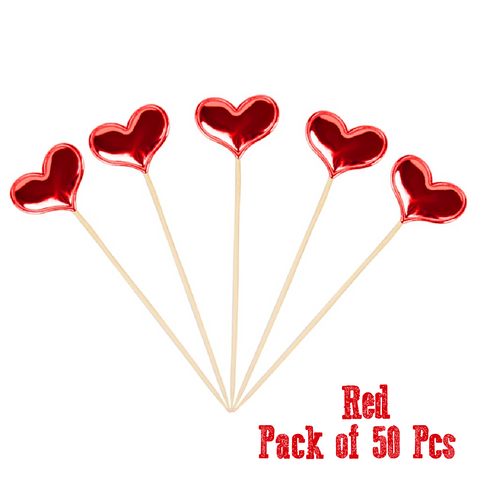 Cupcake Topper Cake Decorations Cake Topper Red Hearts - 50 Pack