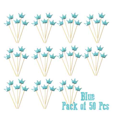 Cupcake Topper Cake Decorations Cake Topper Blue Crowns - 50 Pack