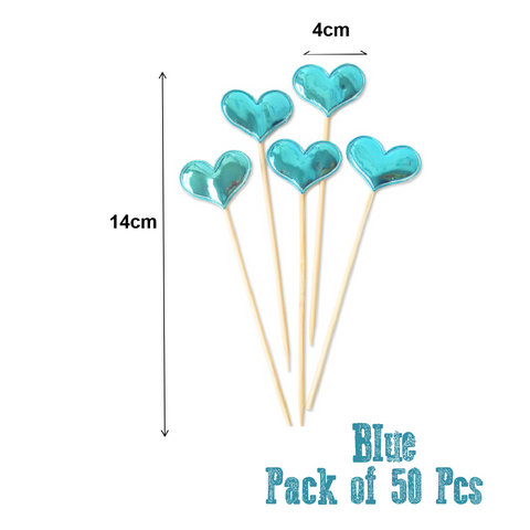 Cupcake Topper Cake Decorations Cake Topper Blue Hearts - 50 Pack