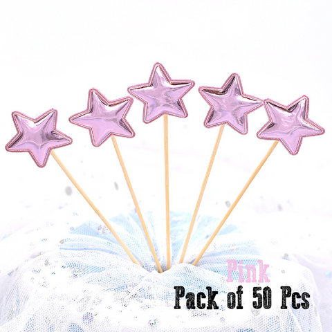 Cupcake Topper Cake Decorations Cake Topper Pink Stars - 50 Pack