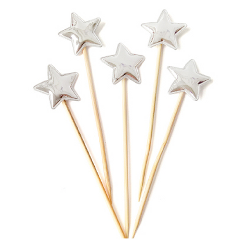 Cupcake Topper Cake Decorations Cake Topper Silver Stars - 50 Pack