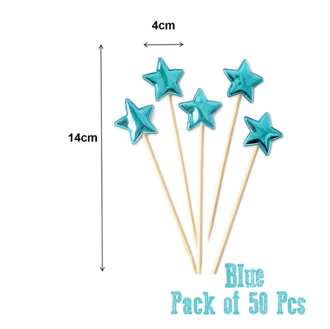Cupcake Topper Cake Decorations Cake Topper Blue Stars - 50 Pack