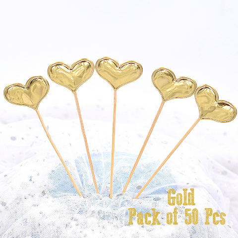 Cupcake Topper Cake Decorations Cake Topper Gold Hearts - 50 Pack