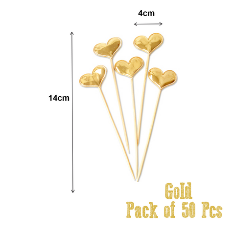 Cupcake Topper Cake Decorations Cake Topper Gold Hearts - 50 Pack