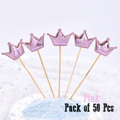 Cupcake Topper Cake Decorations Cake Topper Pink Crowns - 50 Pack