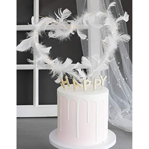 Cake Decoration Cake Topper Feathers with Wire - White