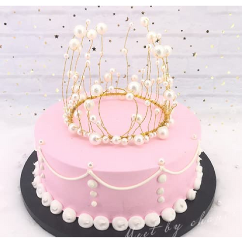 Cake Topper Cake Decoration Wedding Bridal Tiara Vintage Gold Crown with Pearls