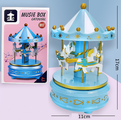 Cake Topper Cake Decoration Musical Carousel - Blue